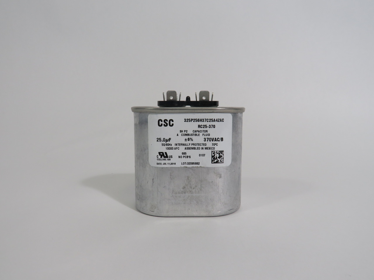 CSC RC25-370 Run Capacitor 25.0uF +/-6% 370V NOP