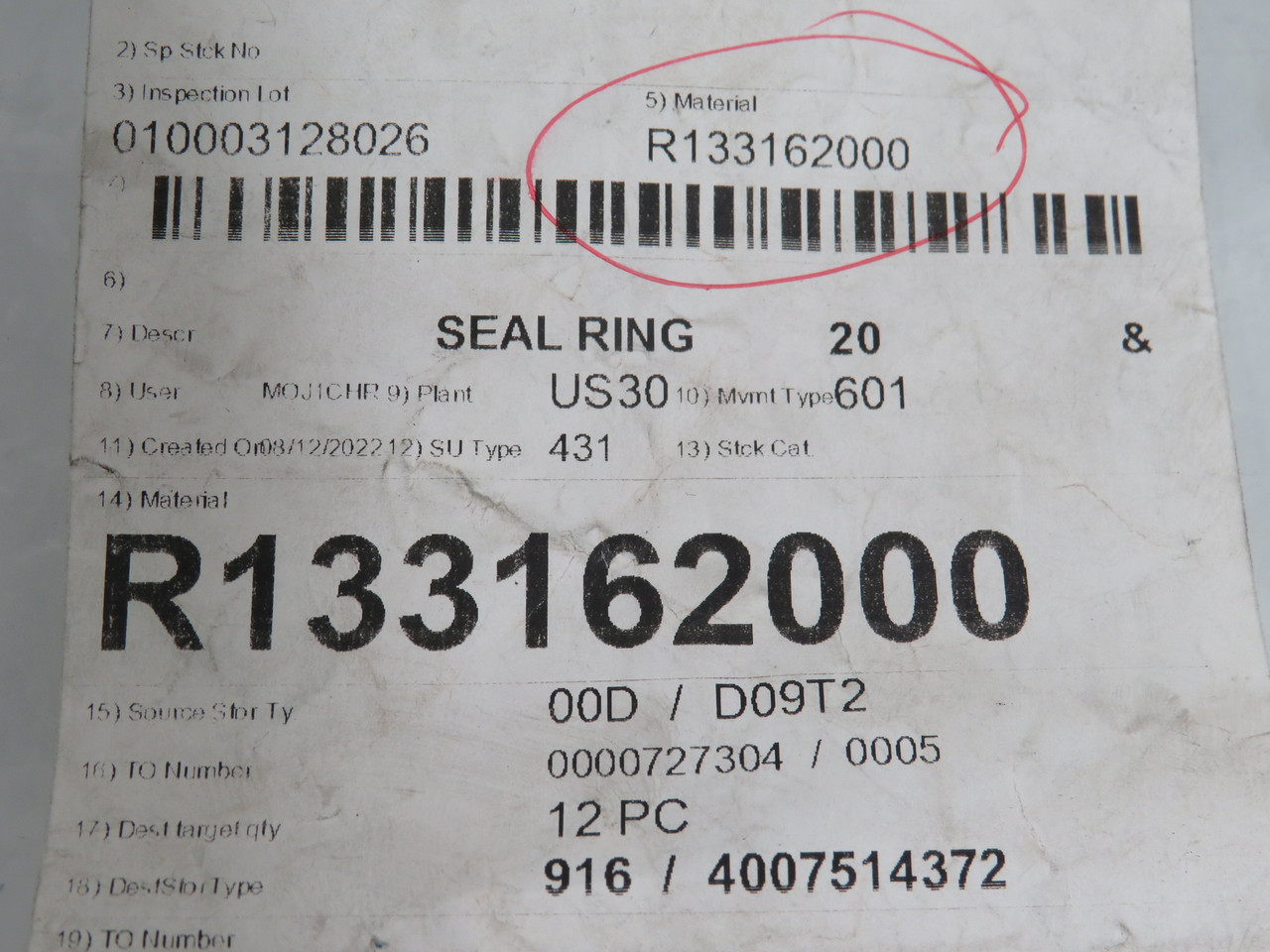 Rexroth R133162000 Wiper Seal Ring 32mmOD 20mmID 12-Pack NWB