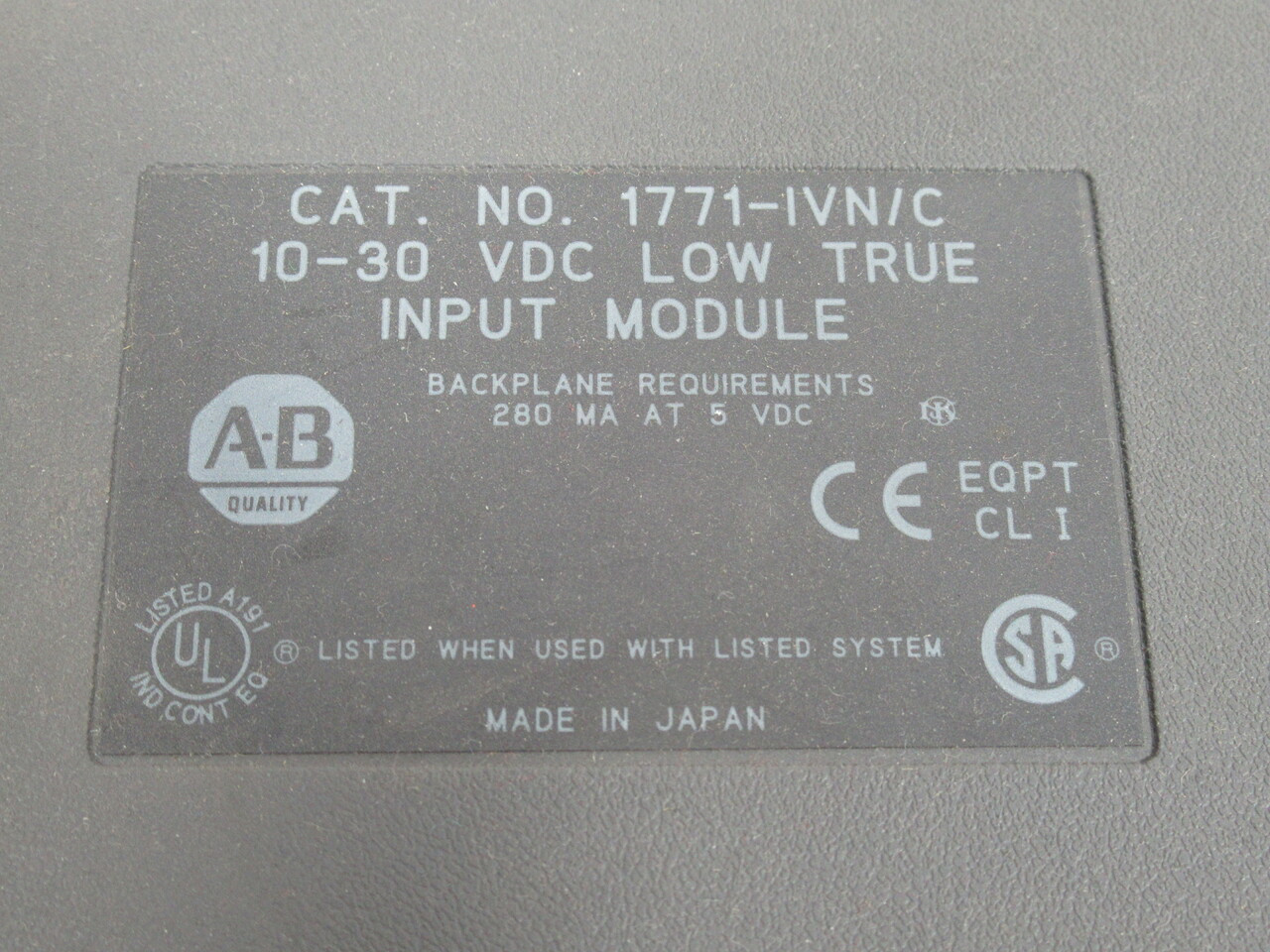 Allen-Bradley 1771-IVN Low True Input Module 10-30VDC USED