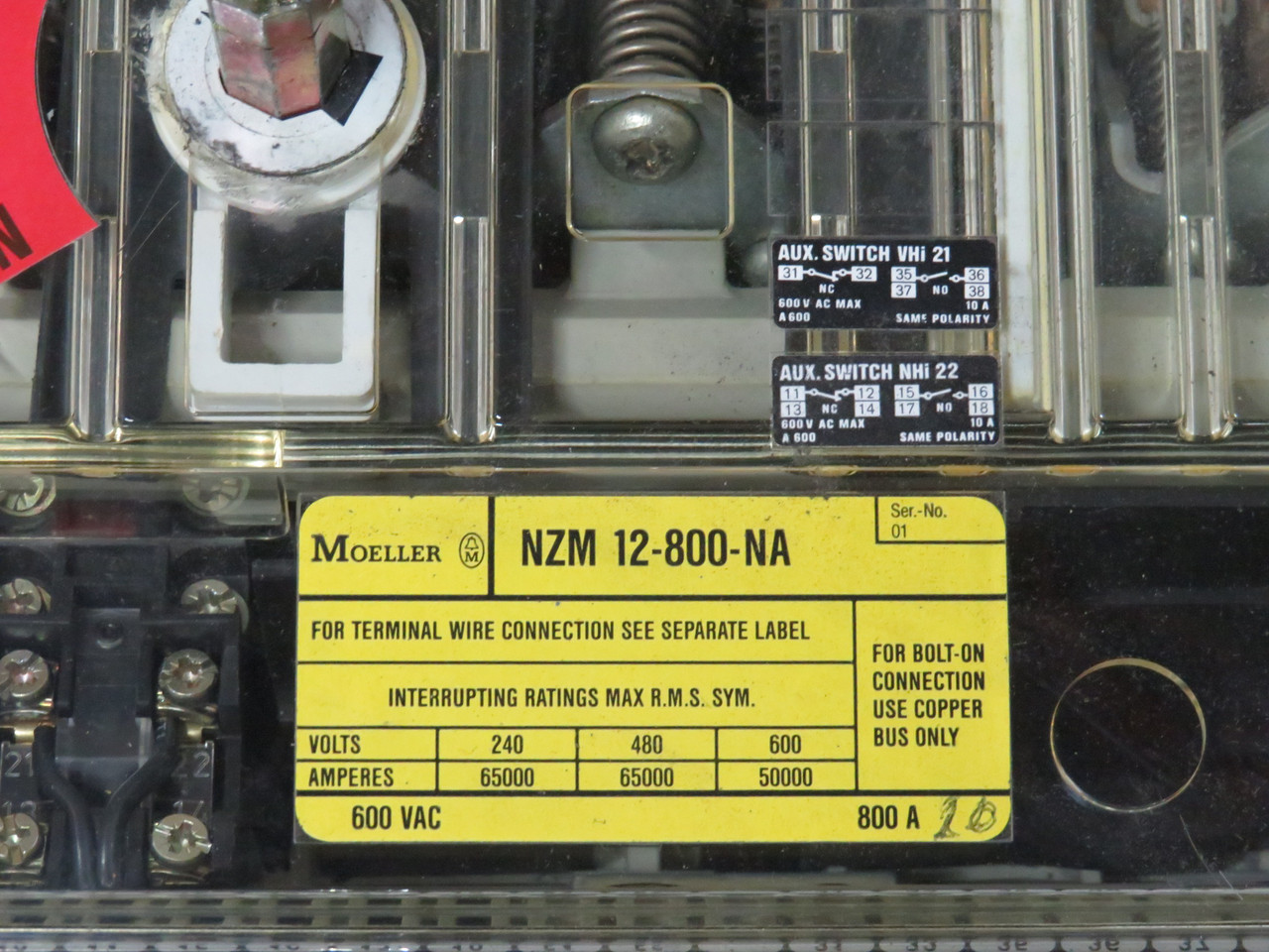 Moeller NZM12-800-NA Circuit Breaker 400-800A 240/480/600V 3P USED