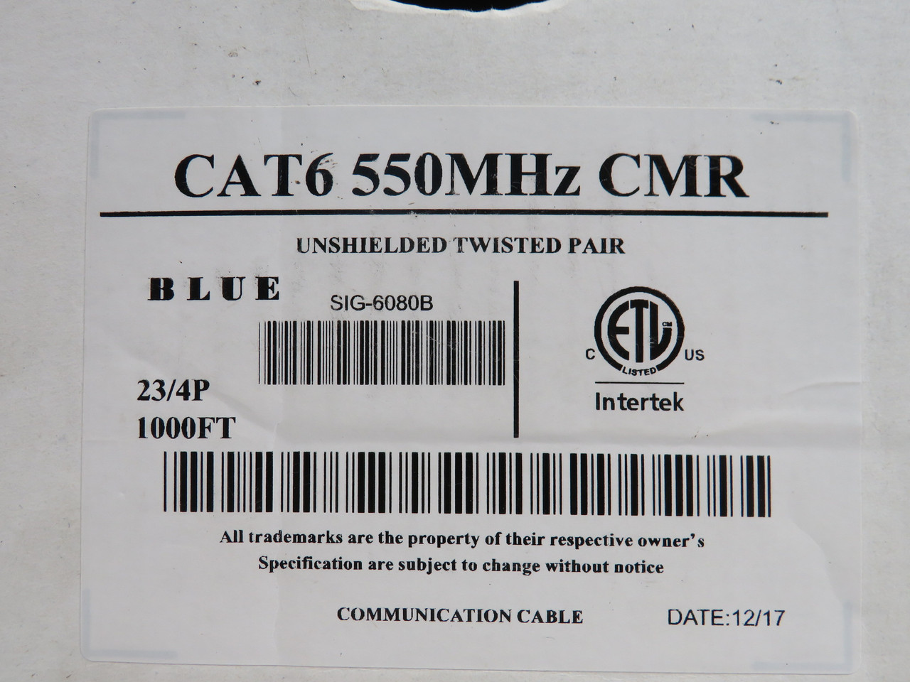 SignaMax BC6-4BU High Performance Network Cable 1000FT BLUE NEW