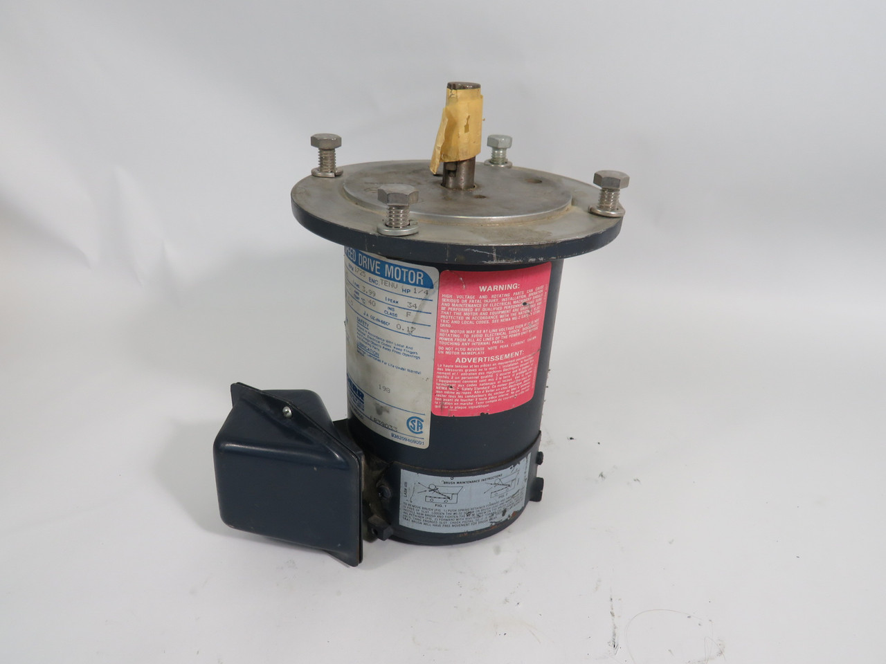 Doerr IG59139E849 Adjustable Speed Drive Motor 1/4HP 1725RPM 90VDC TENV USED