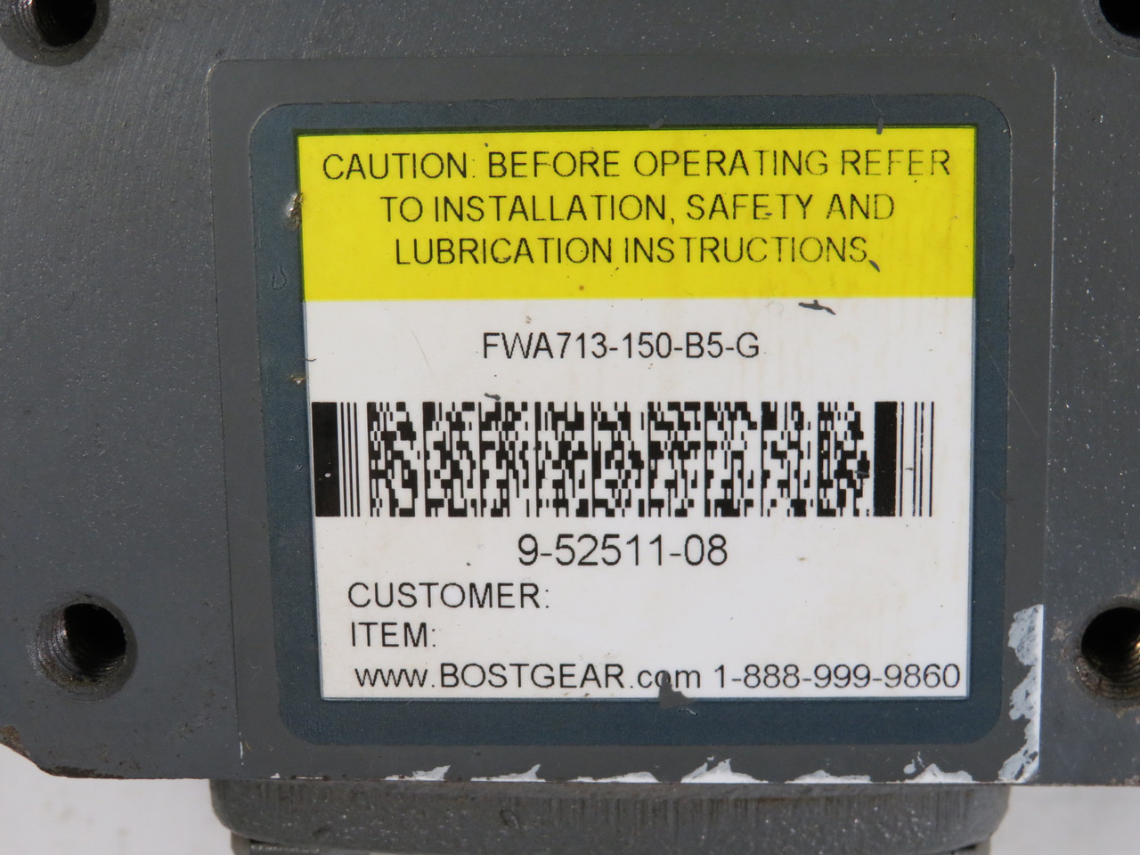 Boston Gear FWA713-150-B5-G Double Reduction Gear Speed Reducer 150:1 USED