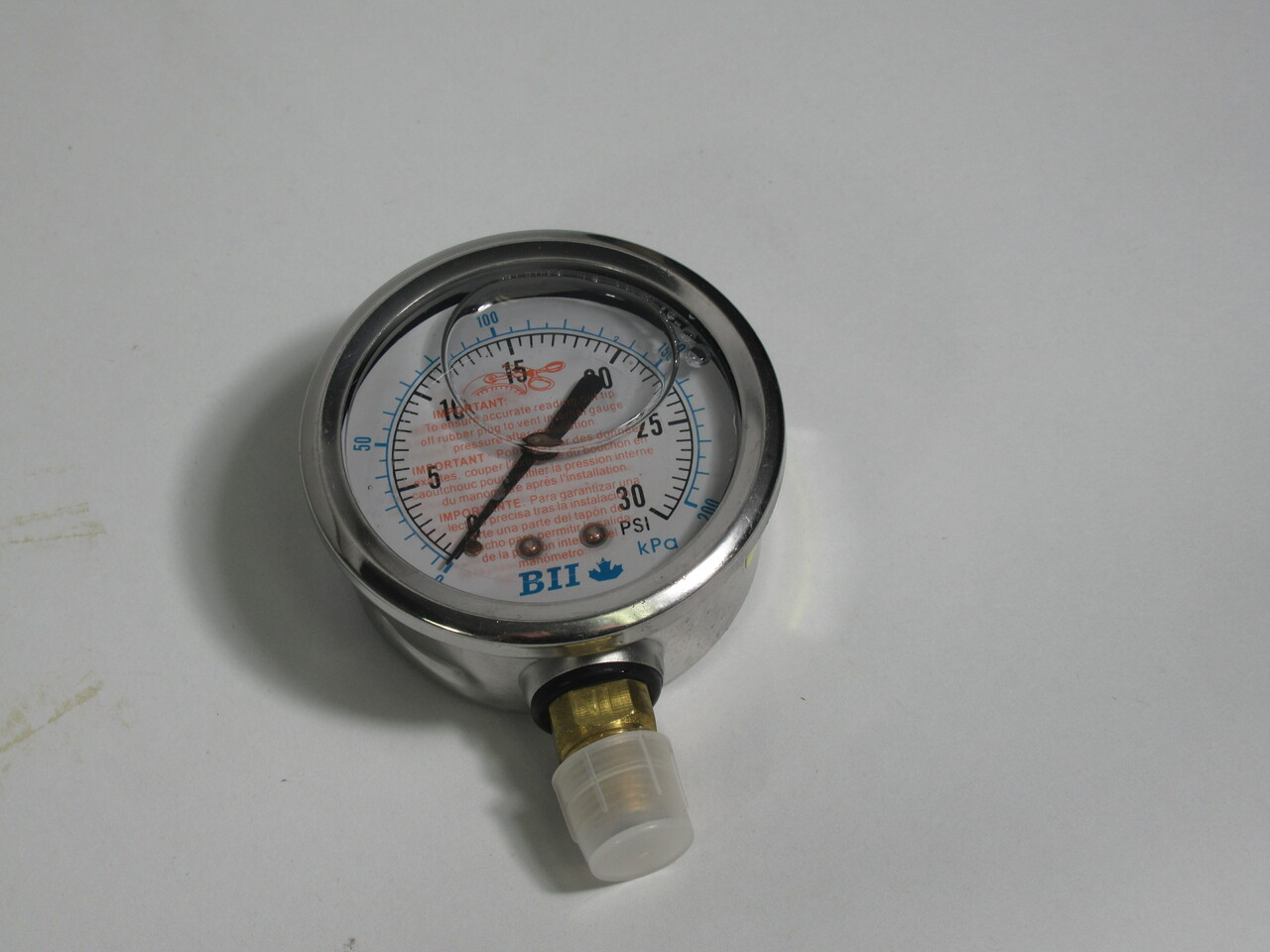 Boshart PG25-30-GNL Filled Pressure Gauge 2-1/2" Dial 0-30 Psi 1/4" MPT NEW