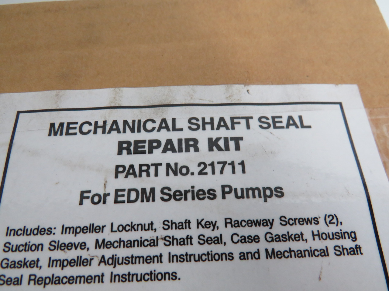Burks 21711 Pump Repair Kit EDM Series *No Impeller Locknut or Shaft Key* NEW