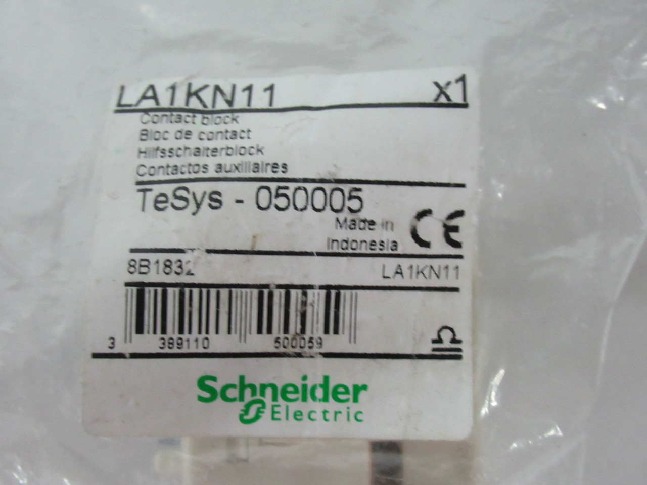 Schneider Electric LA1KN11 Auxiliary Block 1NO 1NC 500V White Base NWB