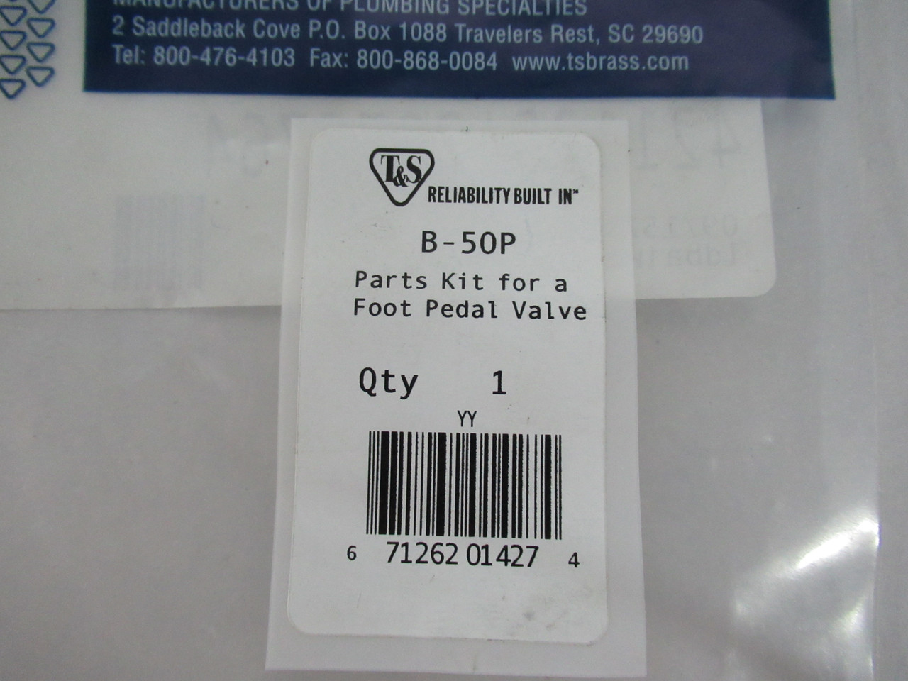 T&S Brass B-50P Parts Kit For A Foot Pedal Valve NWB