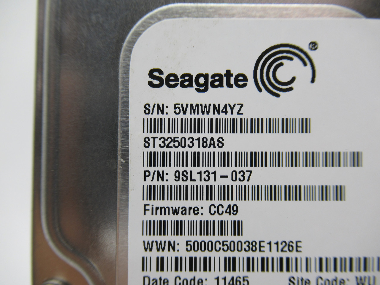 Seagate ST3250318AS Internal Hard Drive Barracuda 7200.12 250GB FW: CC49 USED
