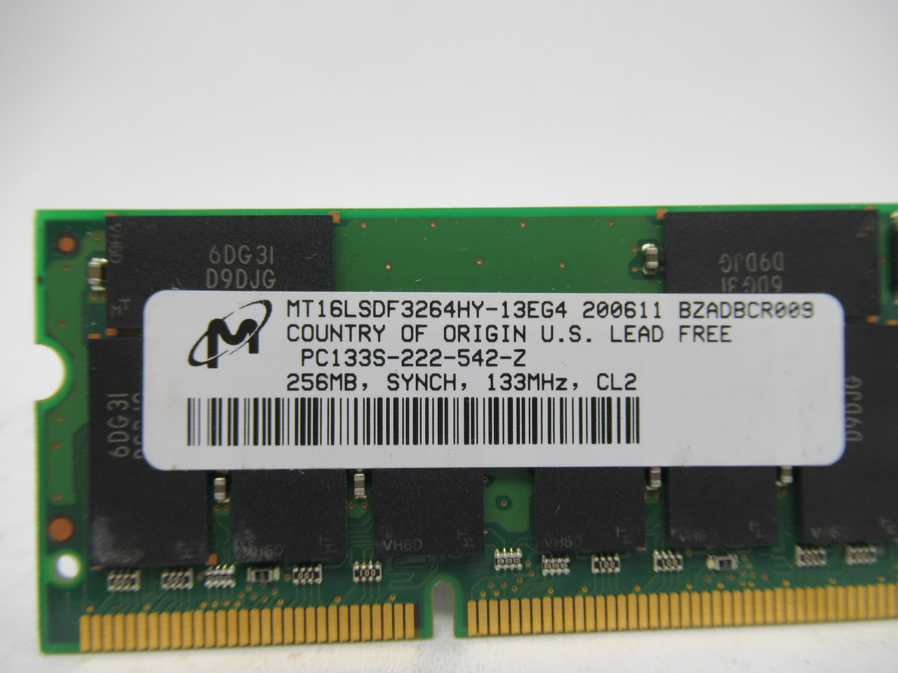 Micron MT16LSDF3264HY-13EG4 SDRam Memory Module 256MB 133MHz USED