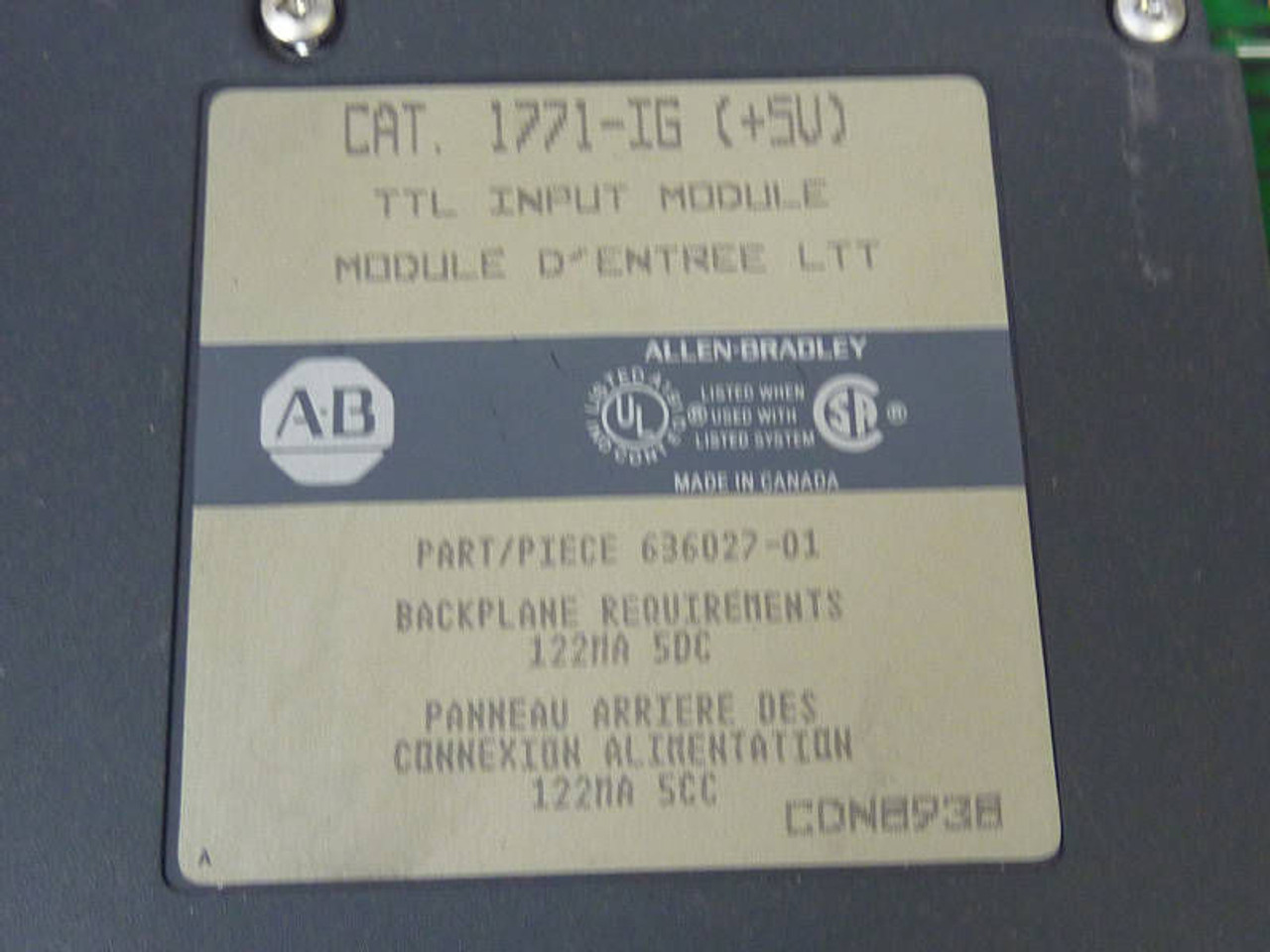 Allen-Bradley 1771-IG TTL Input Module 5VDC USED