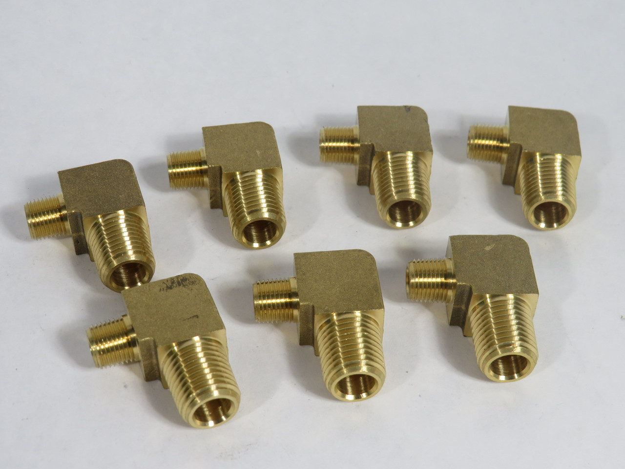 Generic Brass Reducing Elbow Fitting 90 Deg 1/4" x 1/8" Male NPT Lot of 7 USED