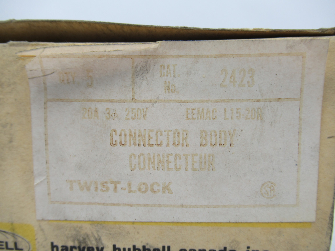 Hubbell 2423 Twist-Lock Connector 20A 250V 4W 3P 5-Pack NEW