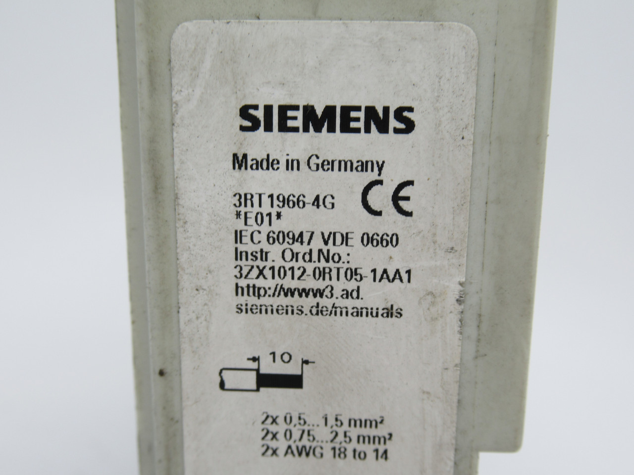 Siemens 3RT1966-4G Sirius Contactor Box Terminal USED