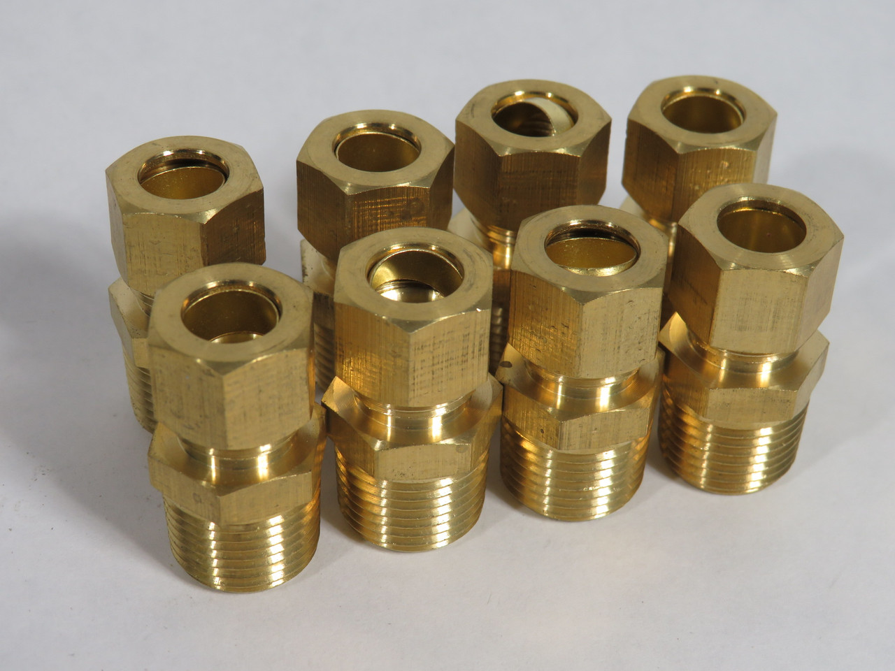 Generic Brass Compression Fitting 3/8" Male NPT 3/8" Tube OD Lot of 8 USED
