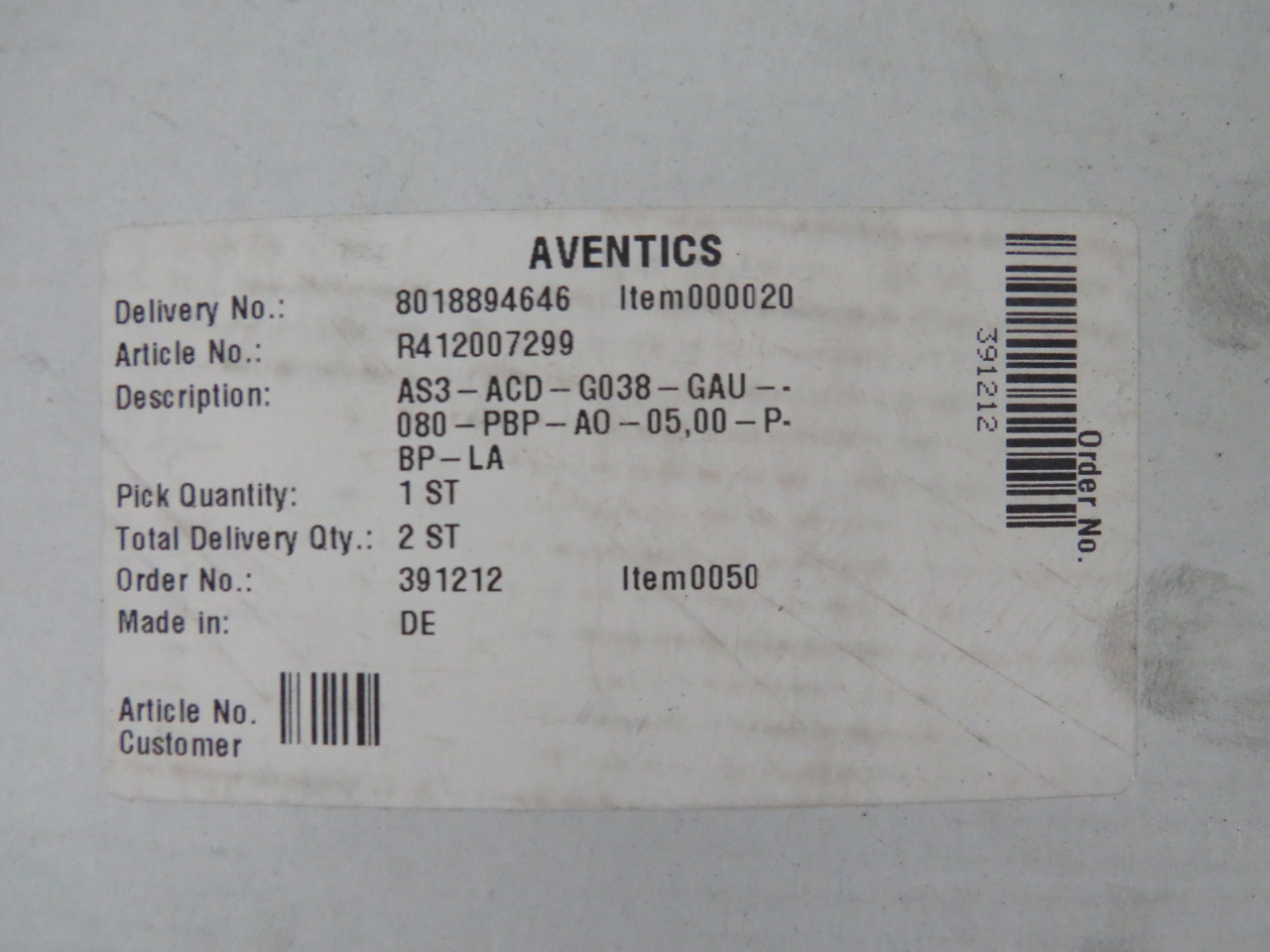 Aventics R412007299 Pressure Regulator Valve 1.5In/Out 1.5Bar NEW