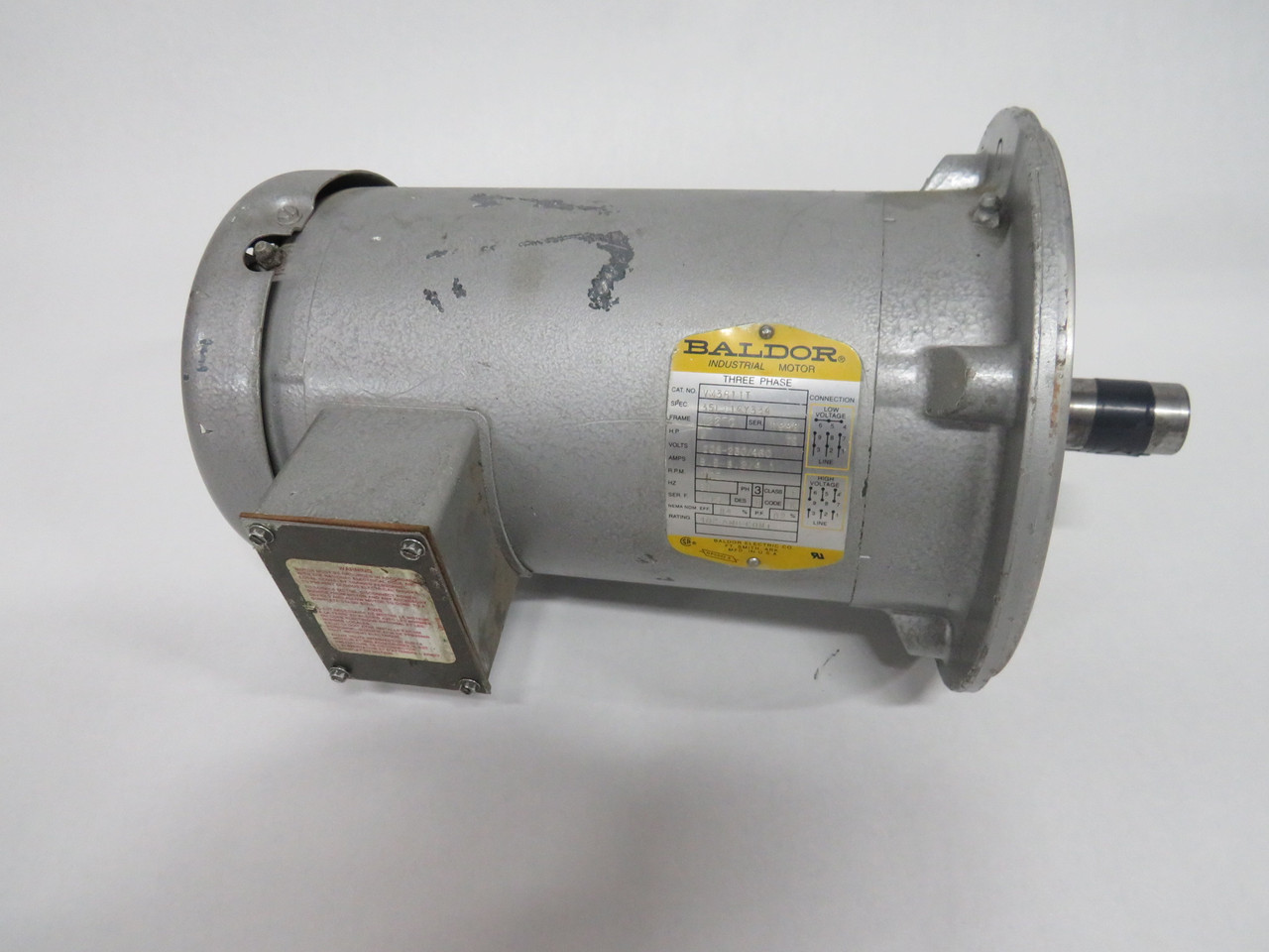 Baldor 3HP 1725RPM 208-230/460V 182TC Fr TE 3PH 8.5-8.2/4.1A 60Hz USED