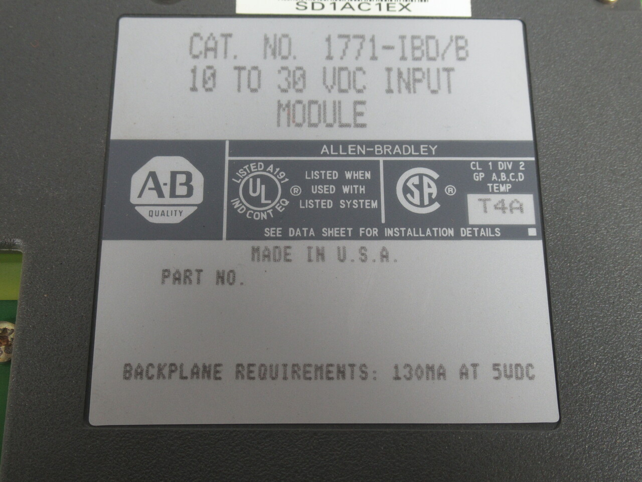 Allen-Bradley 1771-IBD Input Module Series B 10-30VDC  USED