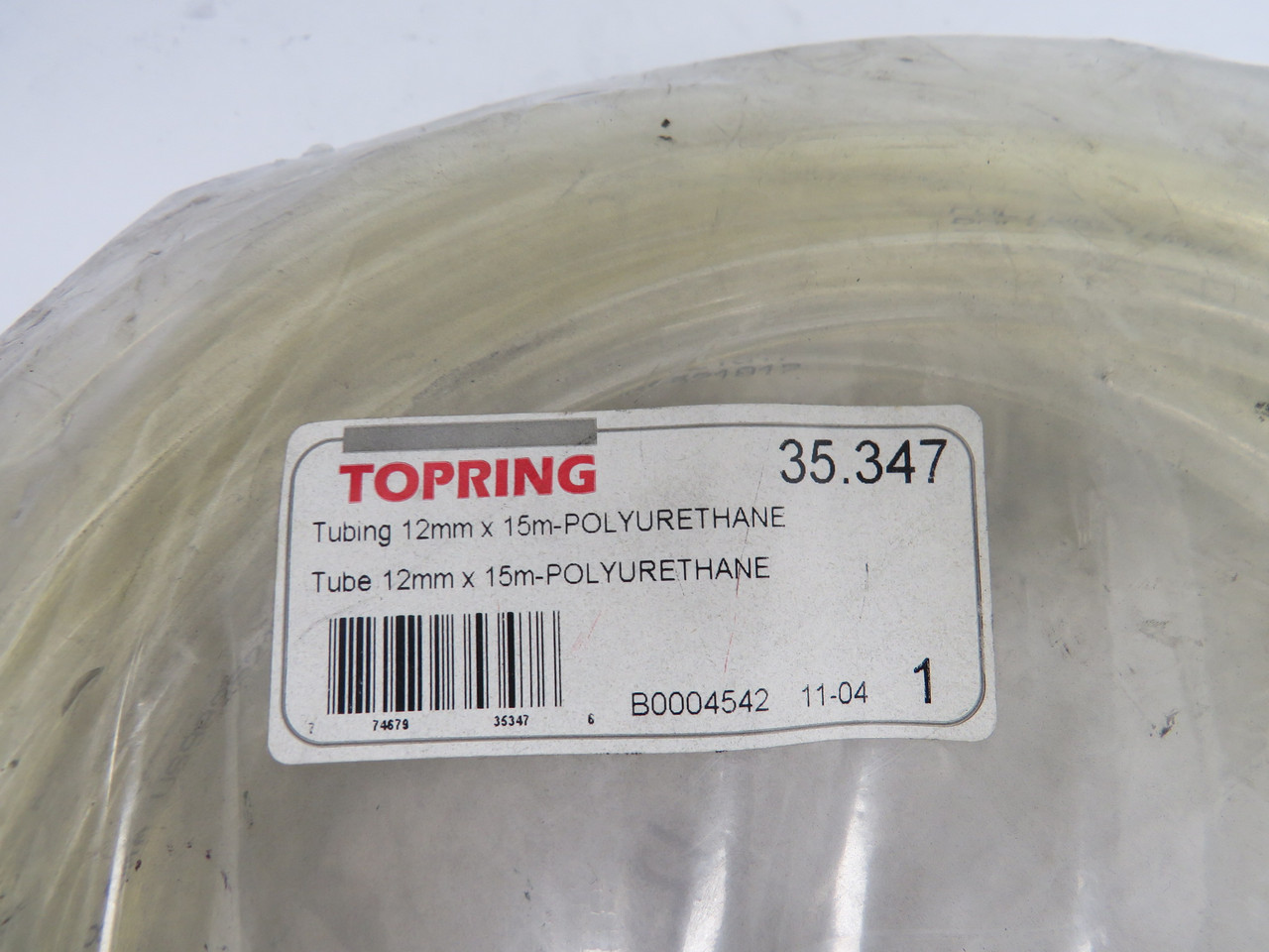 TopRing 35.347 Translucent White Tubing 12mm 37FT Polyurethane *Cut* NWB