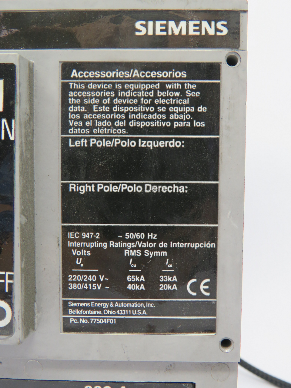Siemens LXD63B600 Molded Case Circuit Breaker 600A 600V 3Pole USED