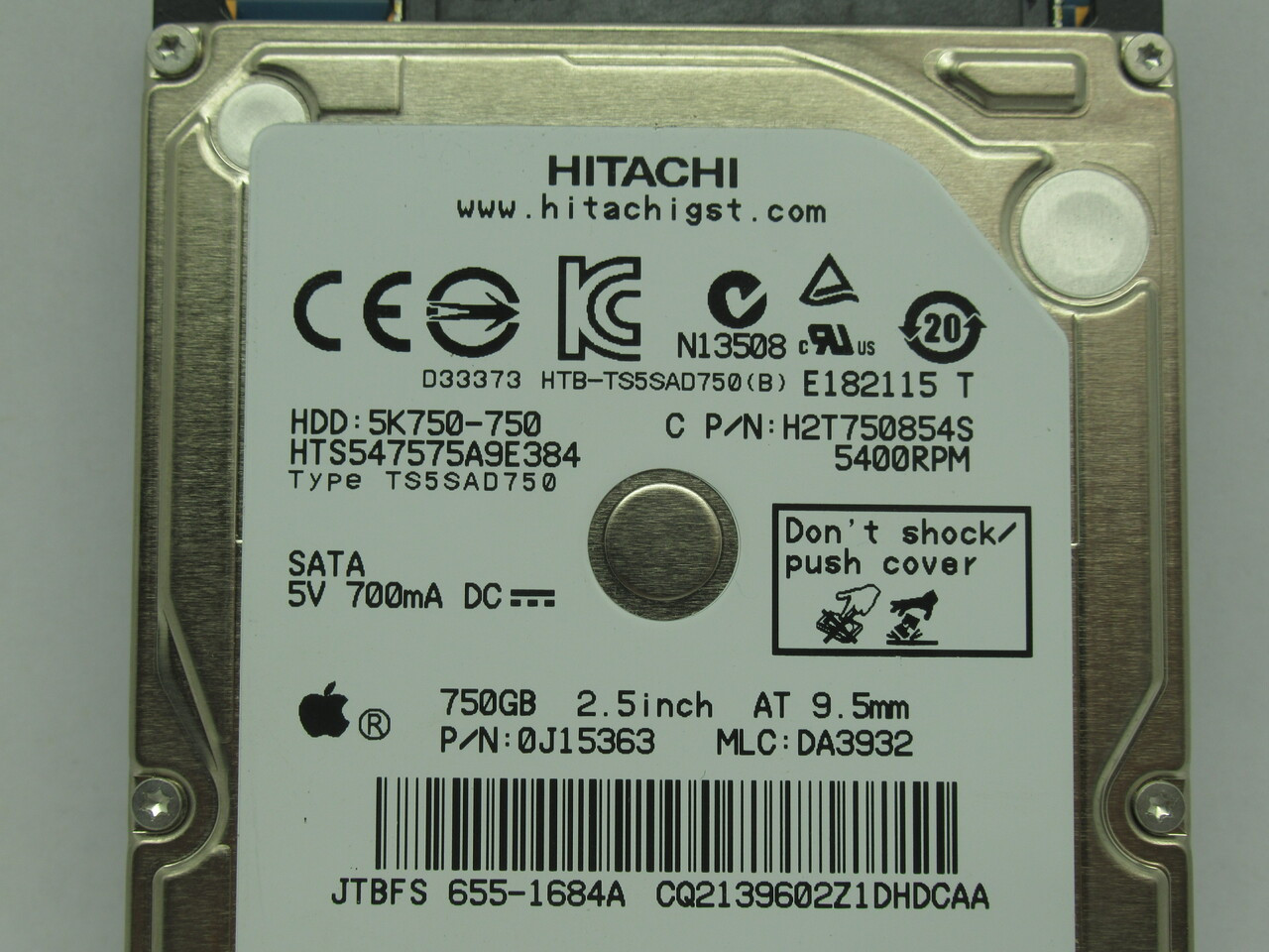 Hitachi HTS547575A9E384 Internal Hard Drive 750GB 700mA 5VDC USED