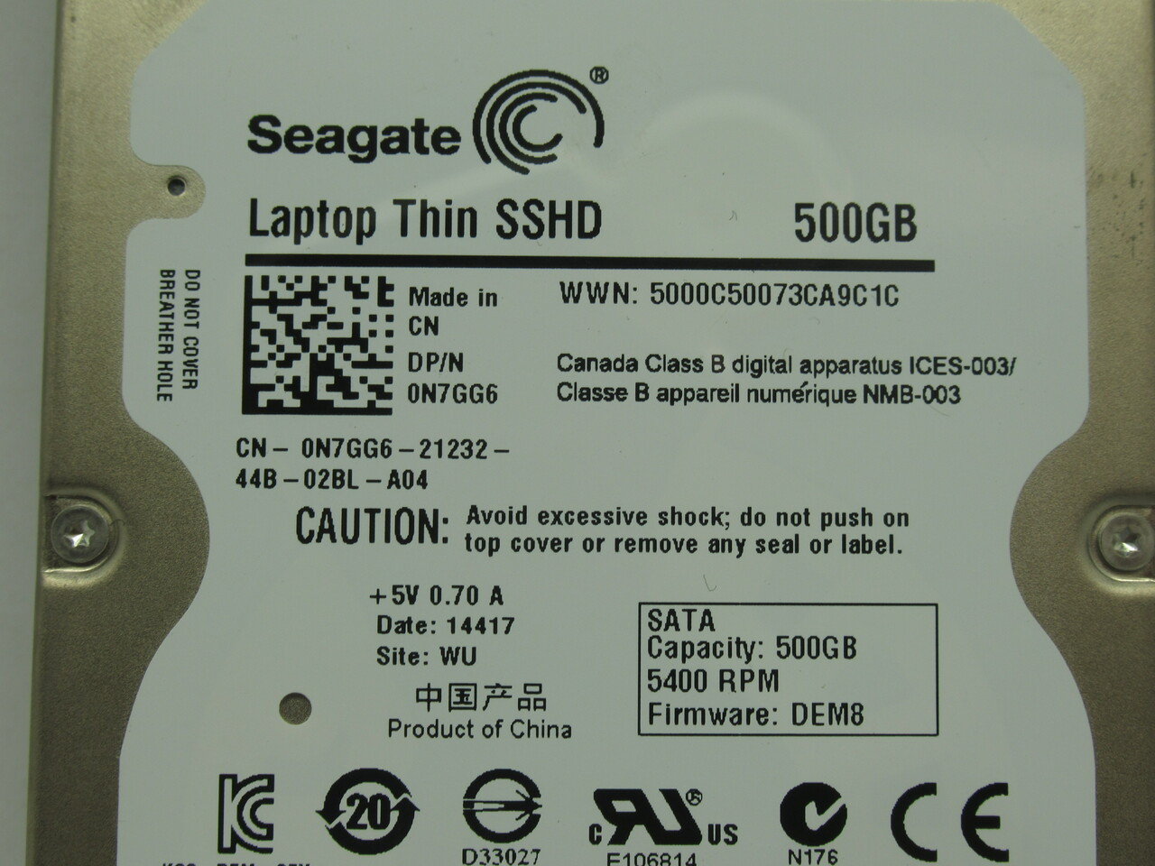 Seagate ST500LM000 Internal Hard Drive 500GB FW: DEM8 USED
