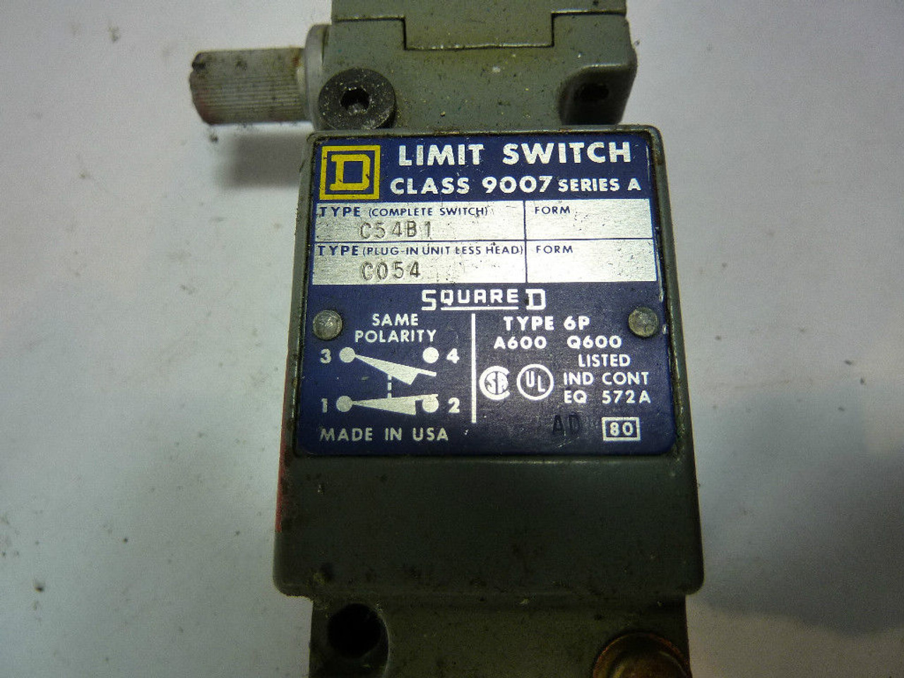 Square D 9007-C54B1 Limit Switch 10 Amp 600V USED