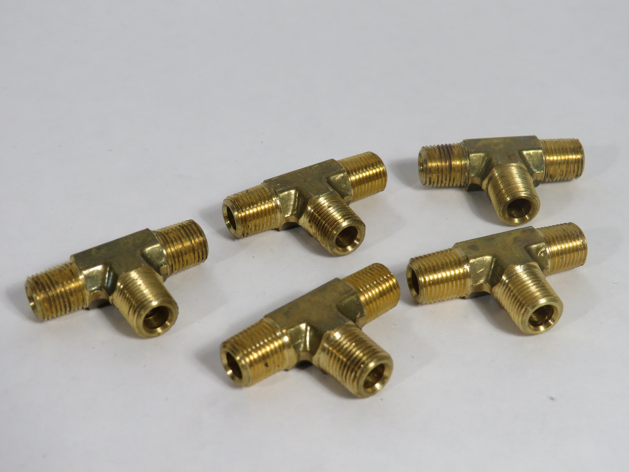 Generic Forged Brass Union Tee Fitting 1/8" Male NPT Lot of 5 USED