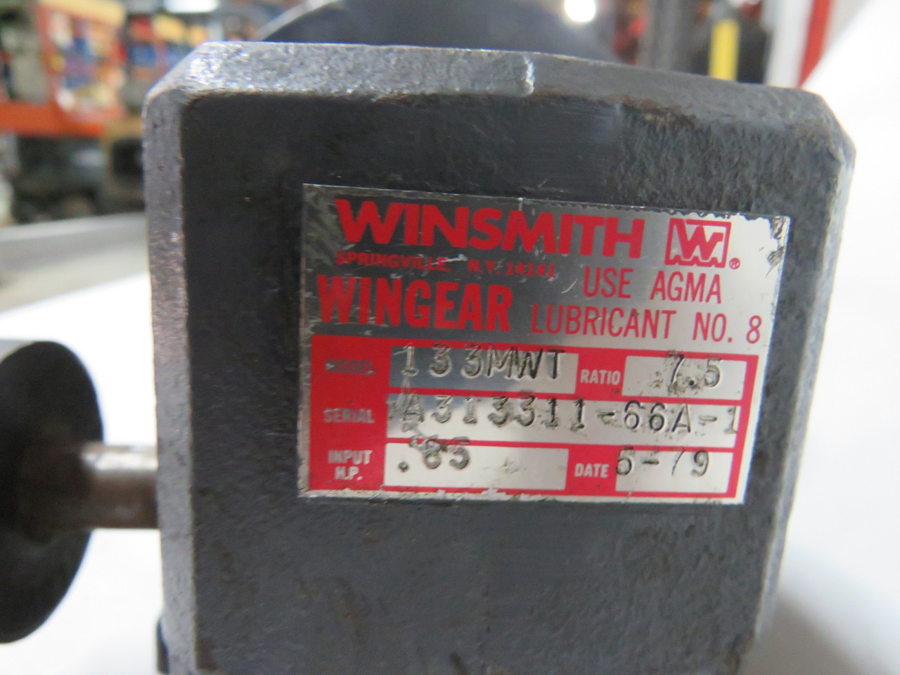 Boston Gear 3/4HP 1725RPM 180V TEFC 3.5A C/W Reducer 7.5:1 NO FAN COVER USED