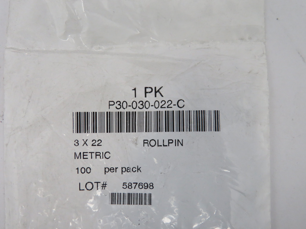 Master-Carr P30-030-022-C Roll Pin 3x22mm Pack of 100 NWB