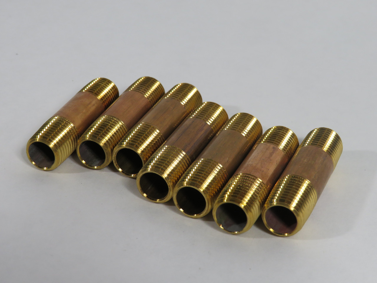 Generic Brass Pipe Nipple 1/4" NPT 2" Length Lot of 7 SHELF WEAR NOP