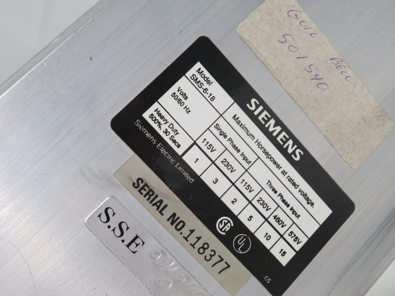Siemens SMS-6-18 Solid State Starter 230/575V 50/60HZ AS IS