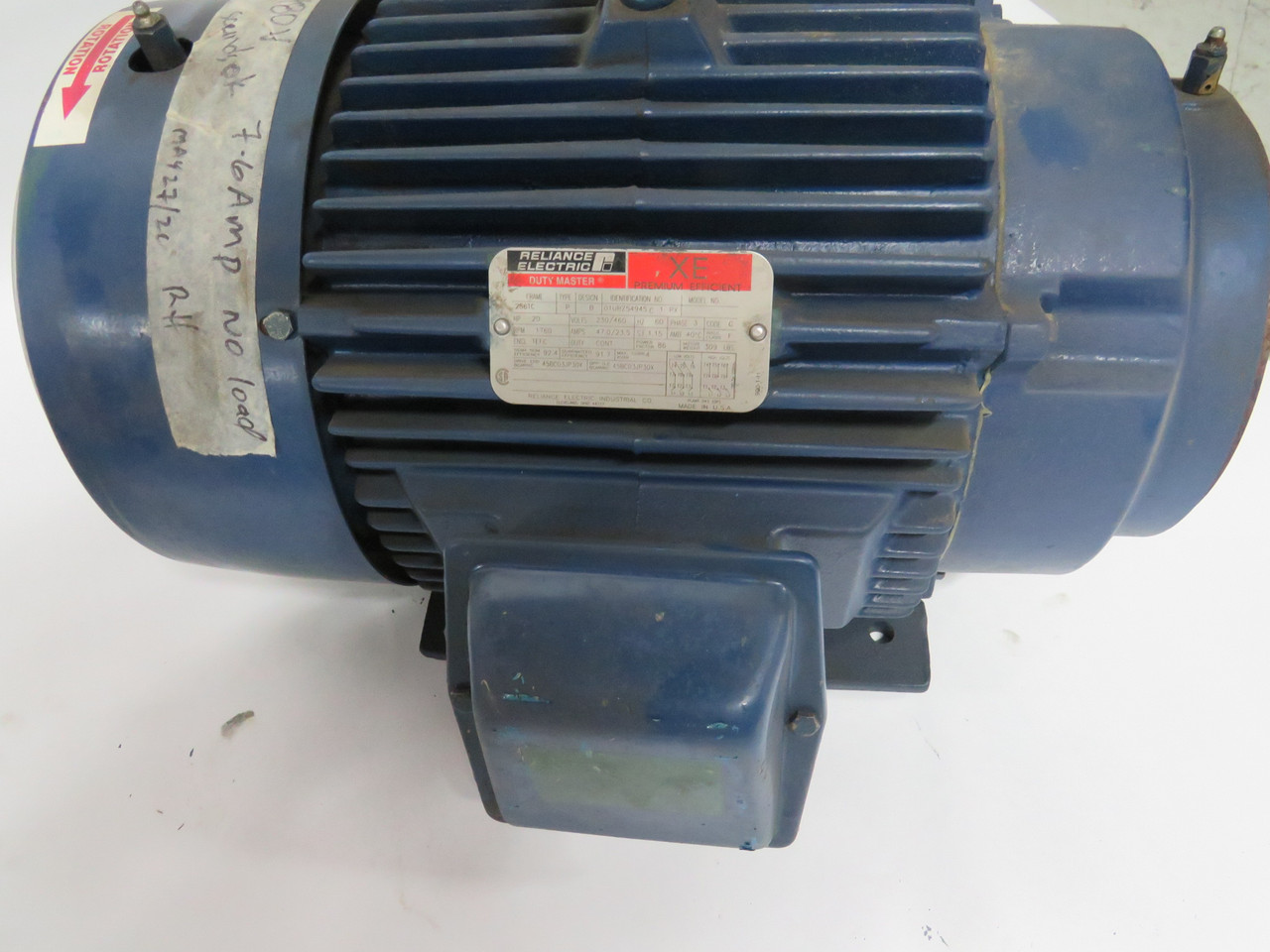 Reliance Electric 20HP 1760RPM 230/460V 256TC 3Ph 47.0/23.5A 60Hz USED