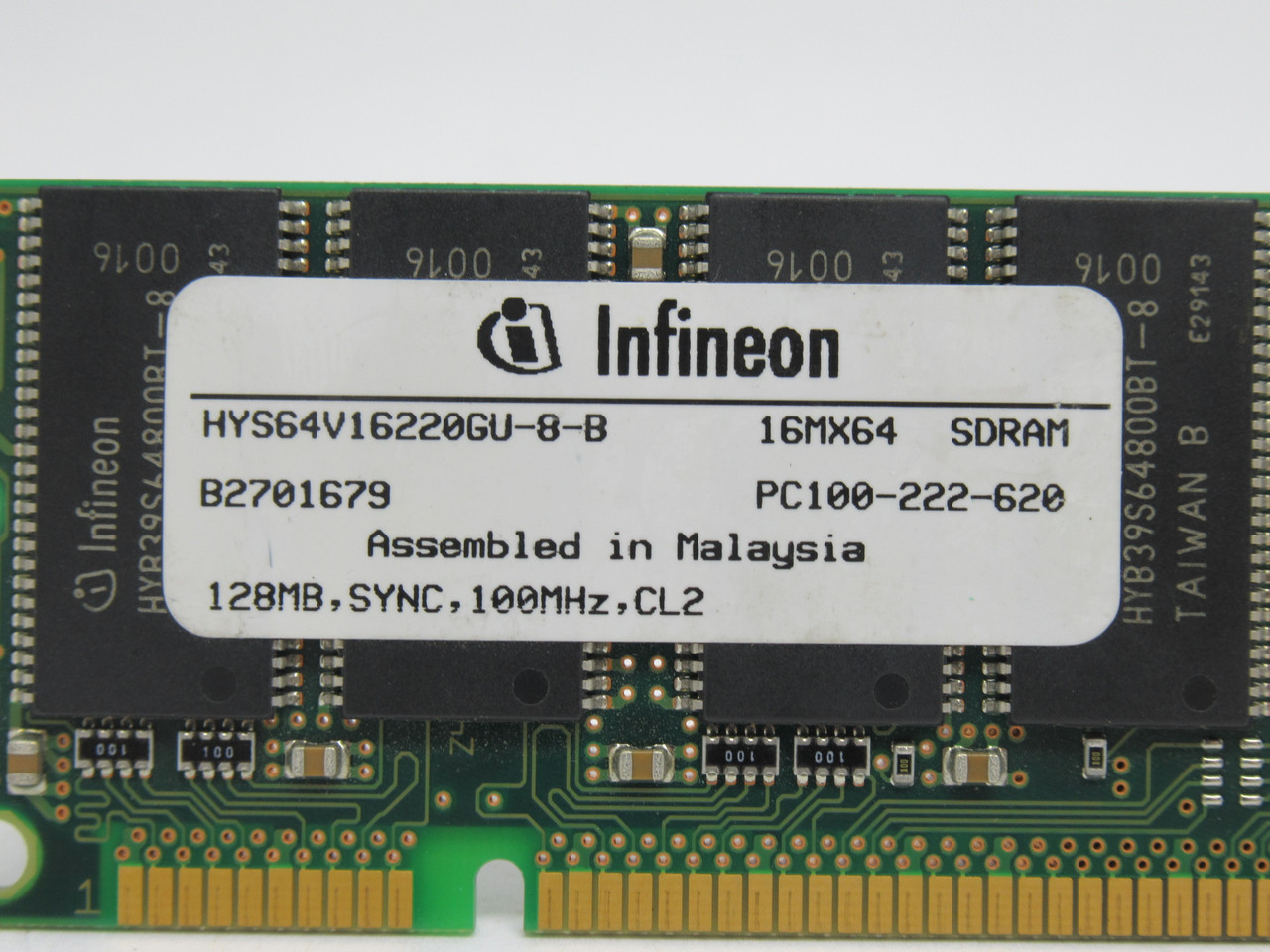 Infineon HYS64V16220GU-8-B SDRam Memory Module 128MB 100MHz USED