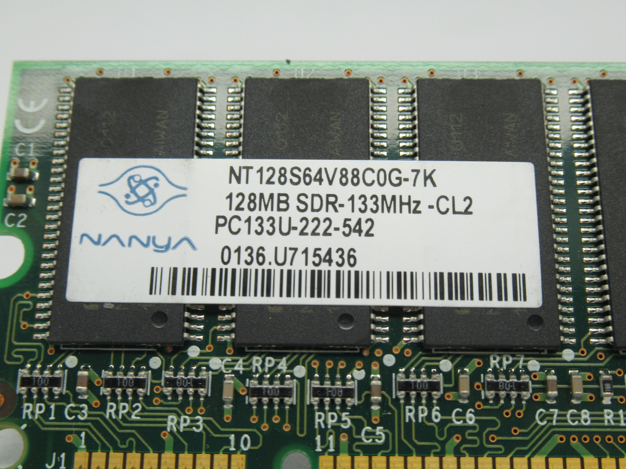 Nanya NT128S64V88C0G-7K SDRam Memory Module 128MB 133MHz USED
