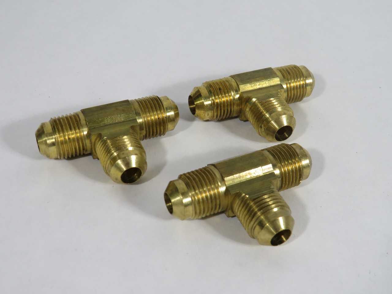 Generic Brass Union Tee Fitting 45 Deg Flare 3/8" Tube Lot of 3 USED