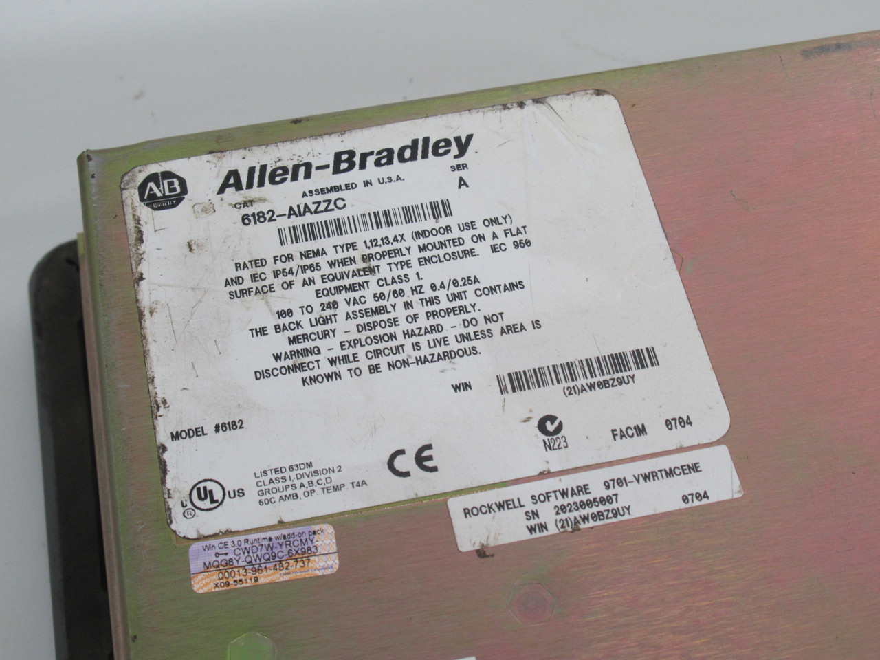 Allen-Bradley 6182-AIAZZC Series A Display Screen Cracked Broken Screen AS IS