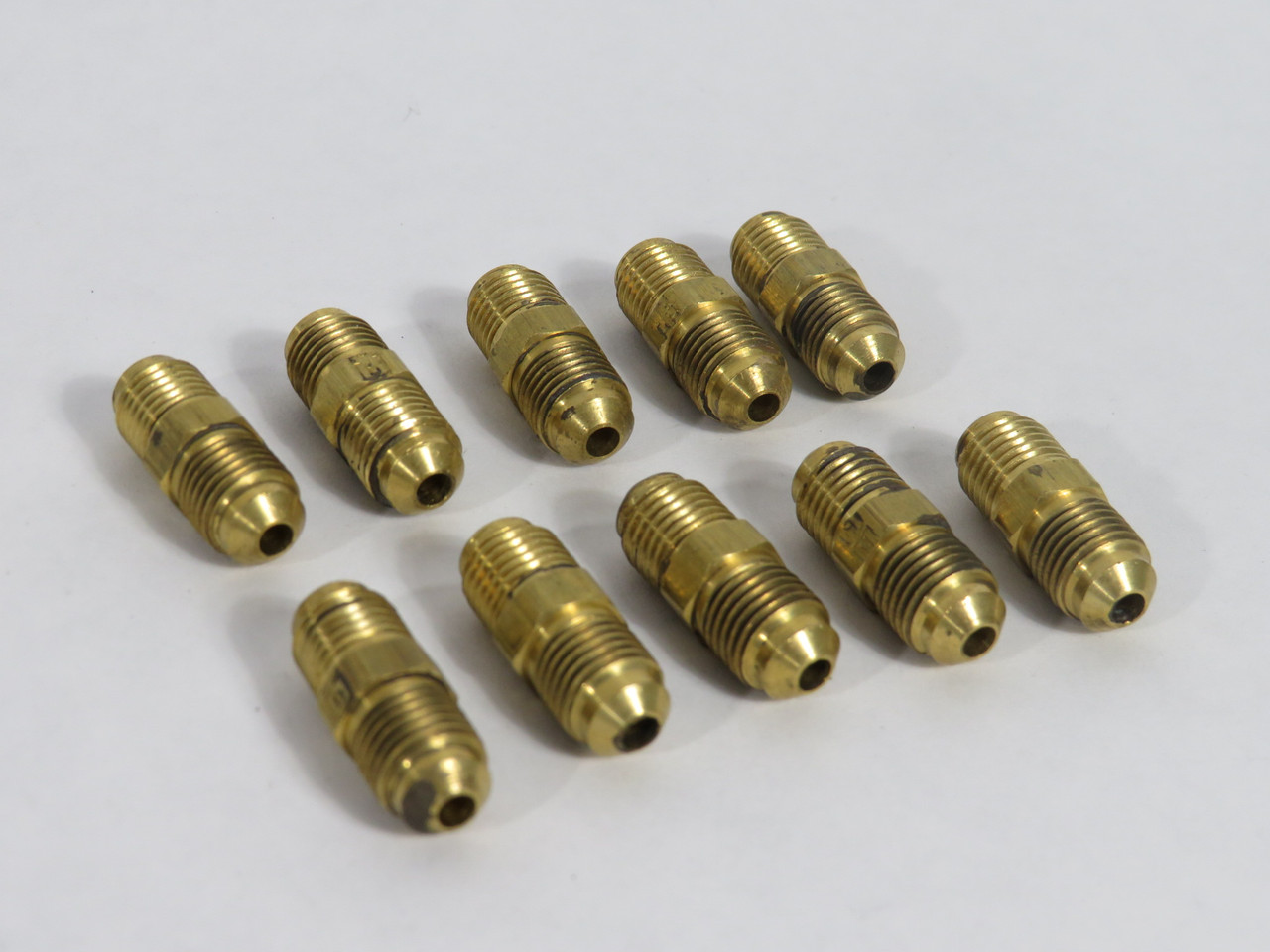 Generic Brass Union Fitting 45 Deg Flare 3/16" Tube Lot of 10 DISCOLORED USED