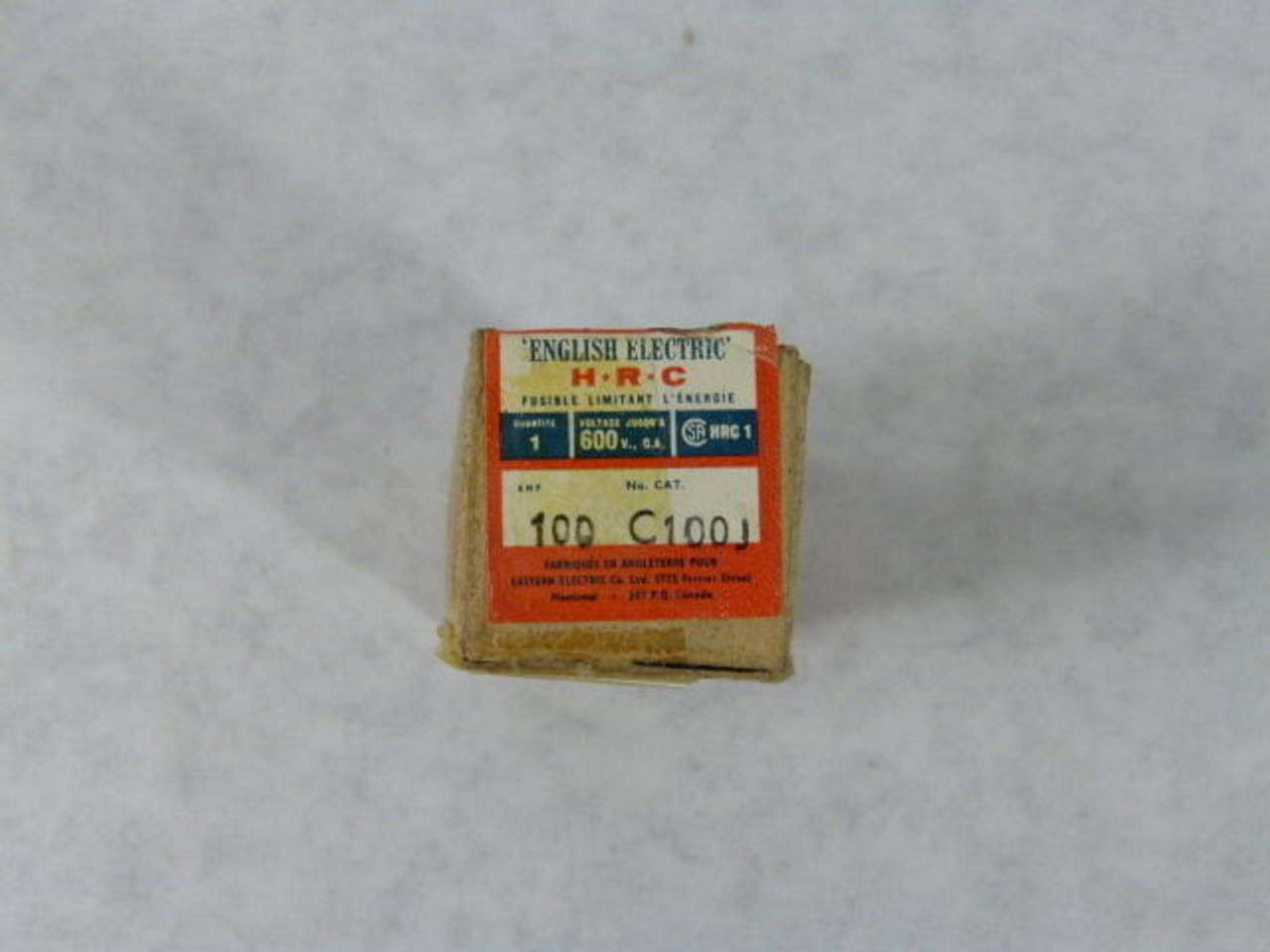 English Electric C100J Energy Limiting Fuse 100A 600V ! NEW !