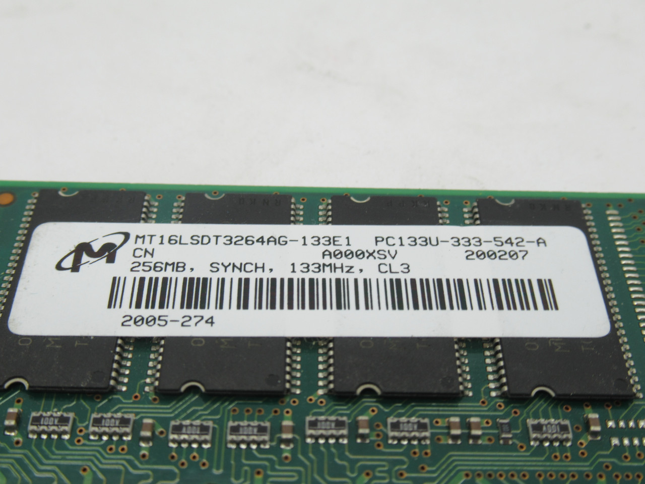 Micron MT16LSDT3264AG-133E1 SDRam Memory Module 256MB 133MHz USED
