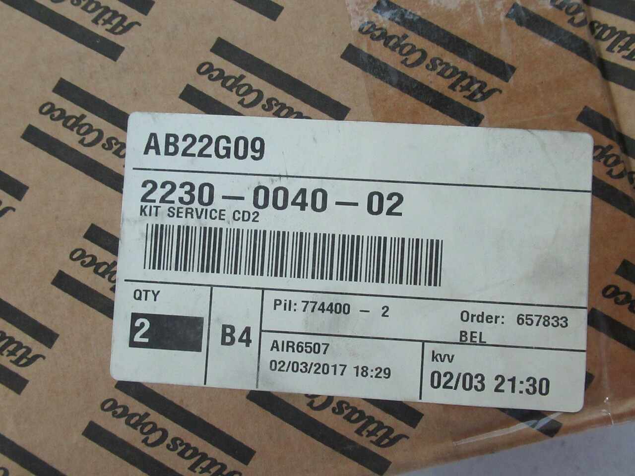 Atlas Copco 2230-0026-91 Service Kit CD2 12000H Plan B SEE DESCRIPTION USED