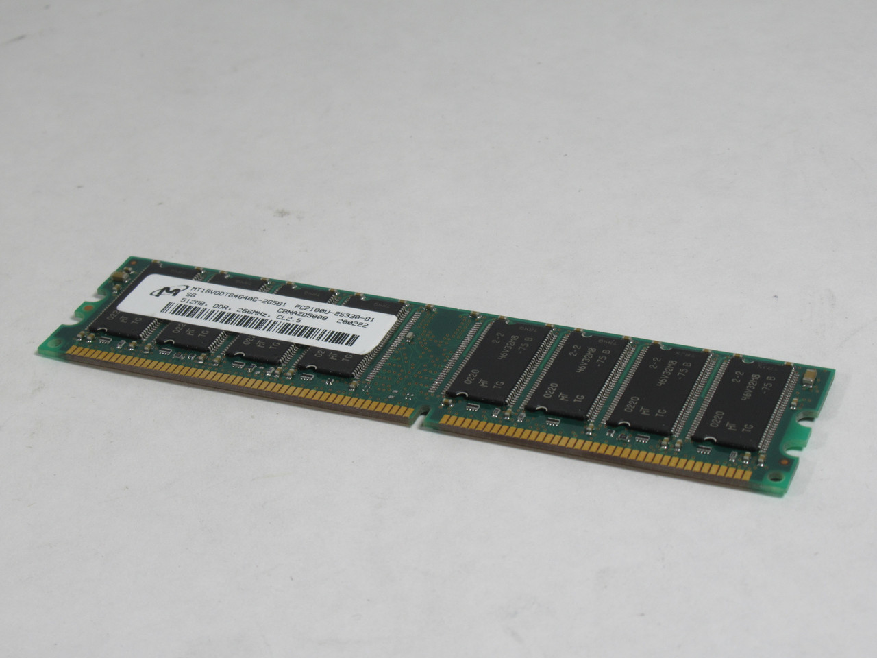 Micron MT16VDDT6464AG-265B1 SDRam Memory Module 512MB 266MHz USED