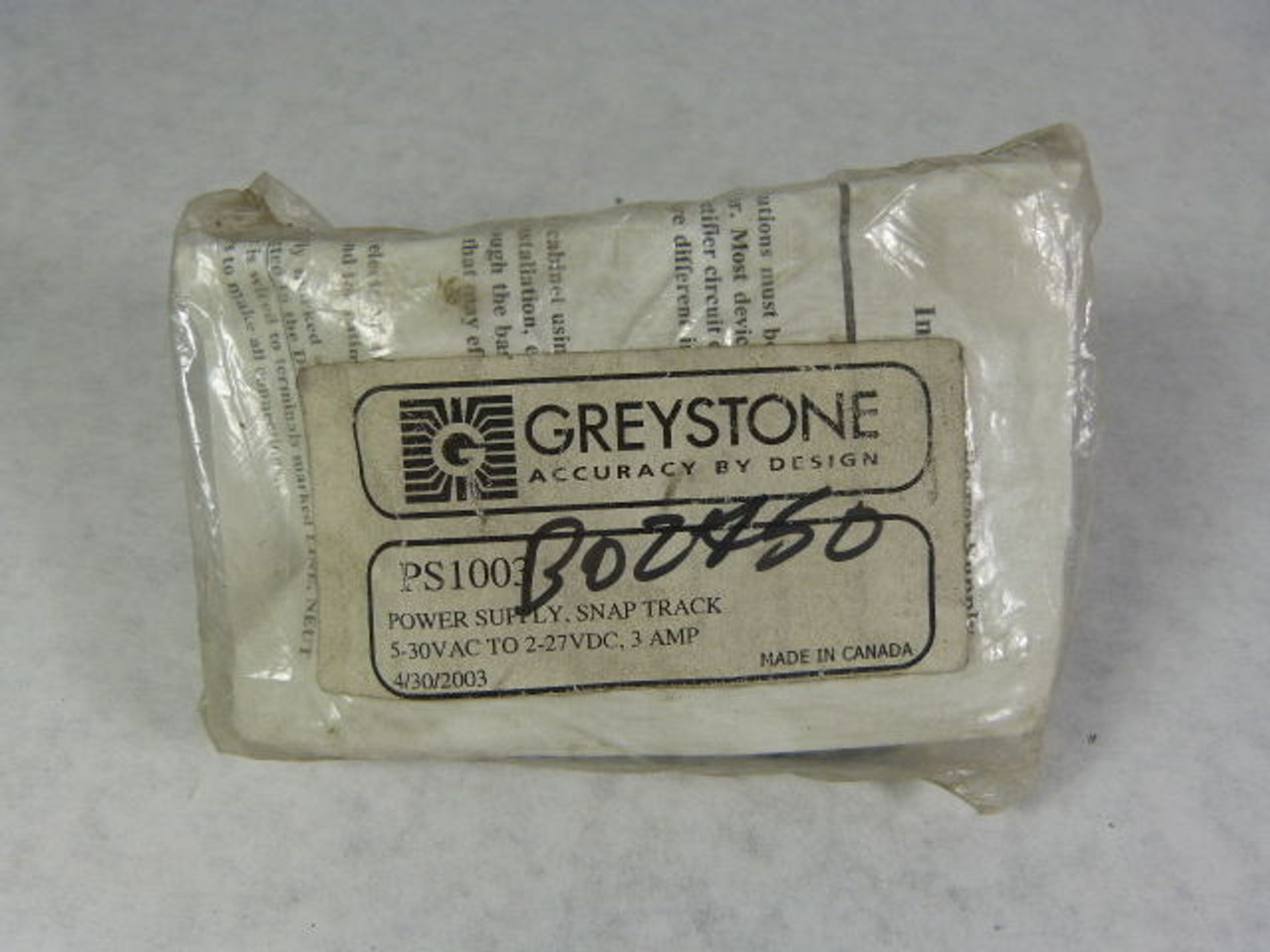Greystone PS1003 Power Supply Snap Track NWB