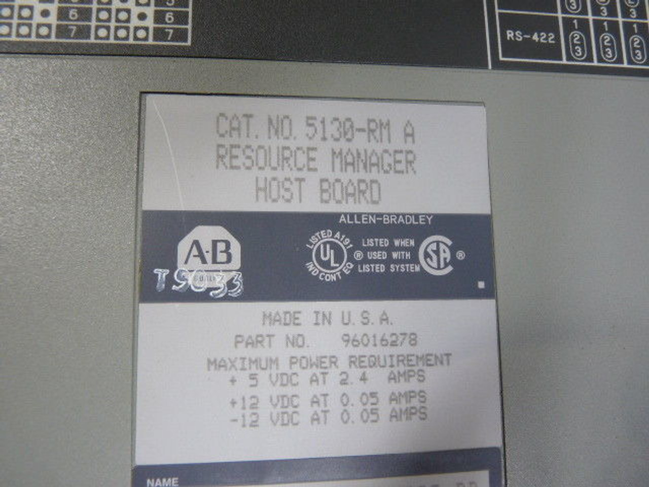 Allen-Bradley 5130-RM Resource Host Manager Module Ser A FW Rev A03 USED