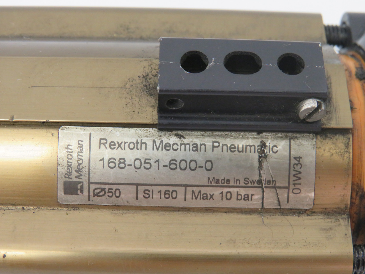 Rexroth 168-051-600-0 Pneumatic Cylinder w/ Clevis Pin 50mm B 160mm S USED