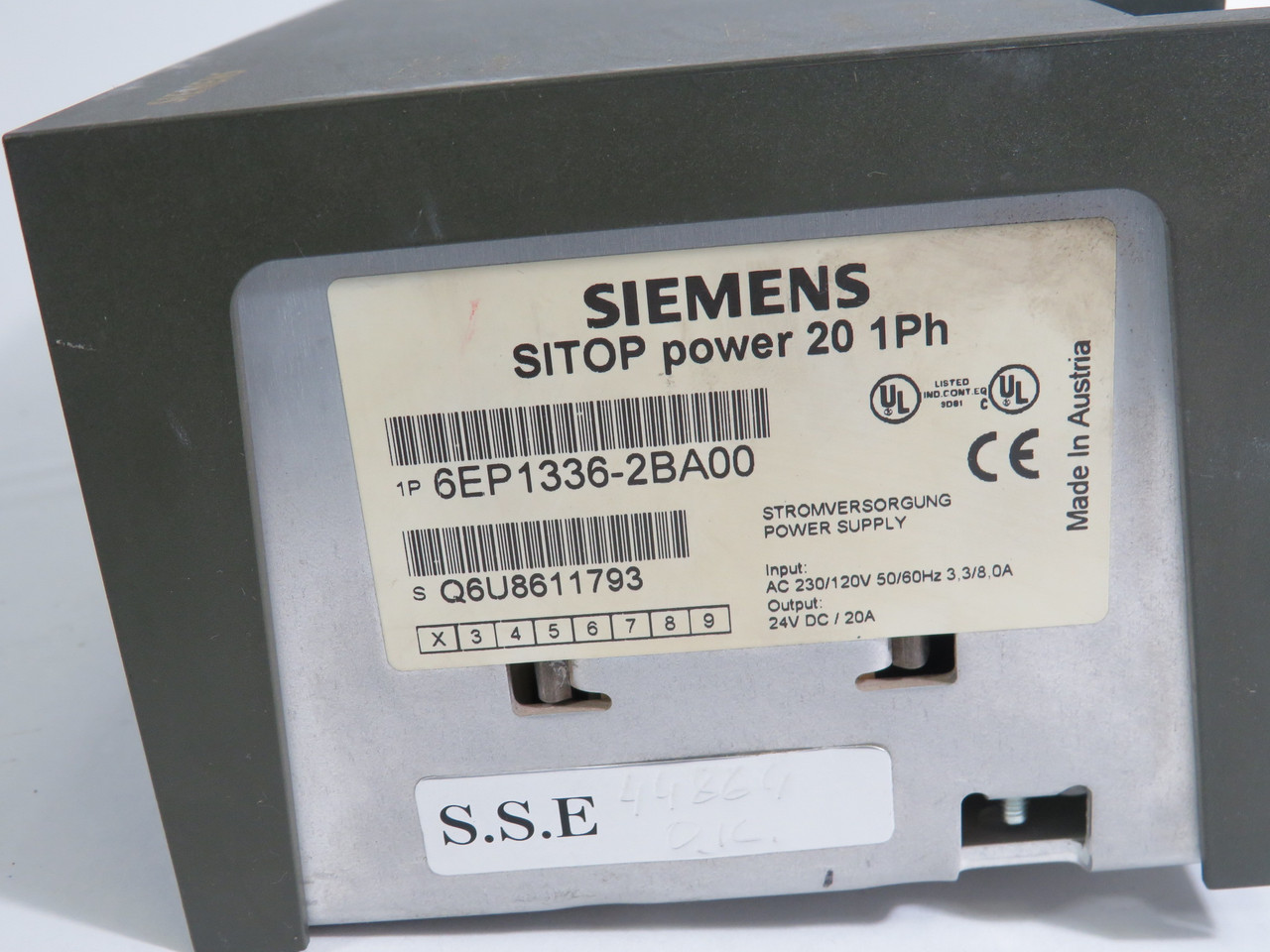 Siemens 6EP1336-2BA00 Power Supply SITOP Power 20 1PH 24VDC 20A 50/60HZ AS IS