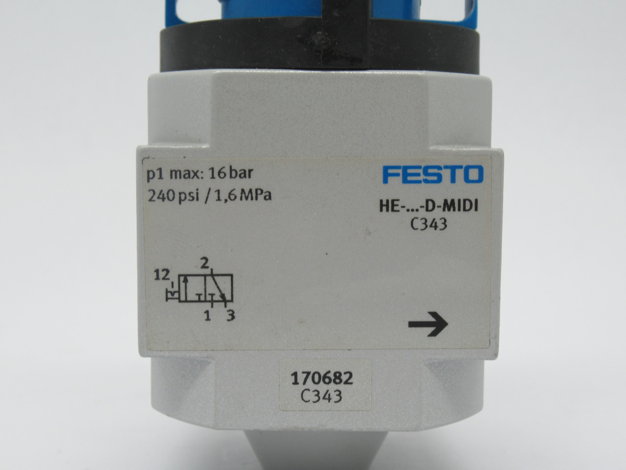 Festo 170682 HE-D-MIDI Shut-Off Valve 16bar 240psi/1.6MPa 3/2Way USED