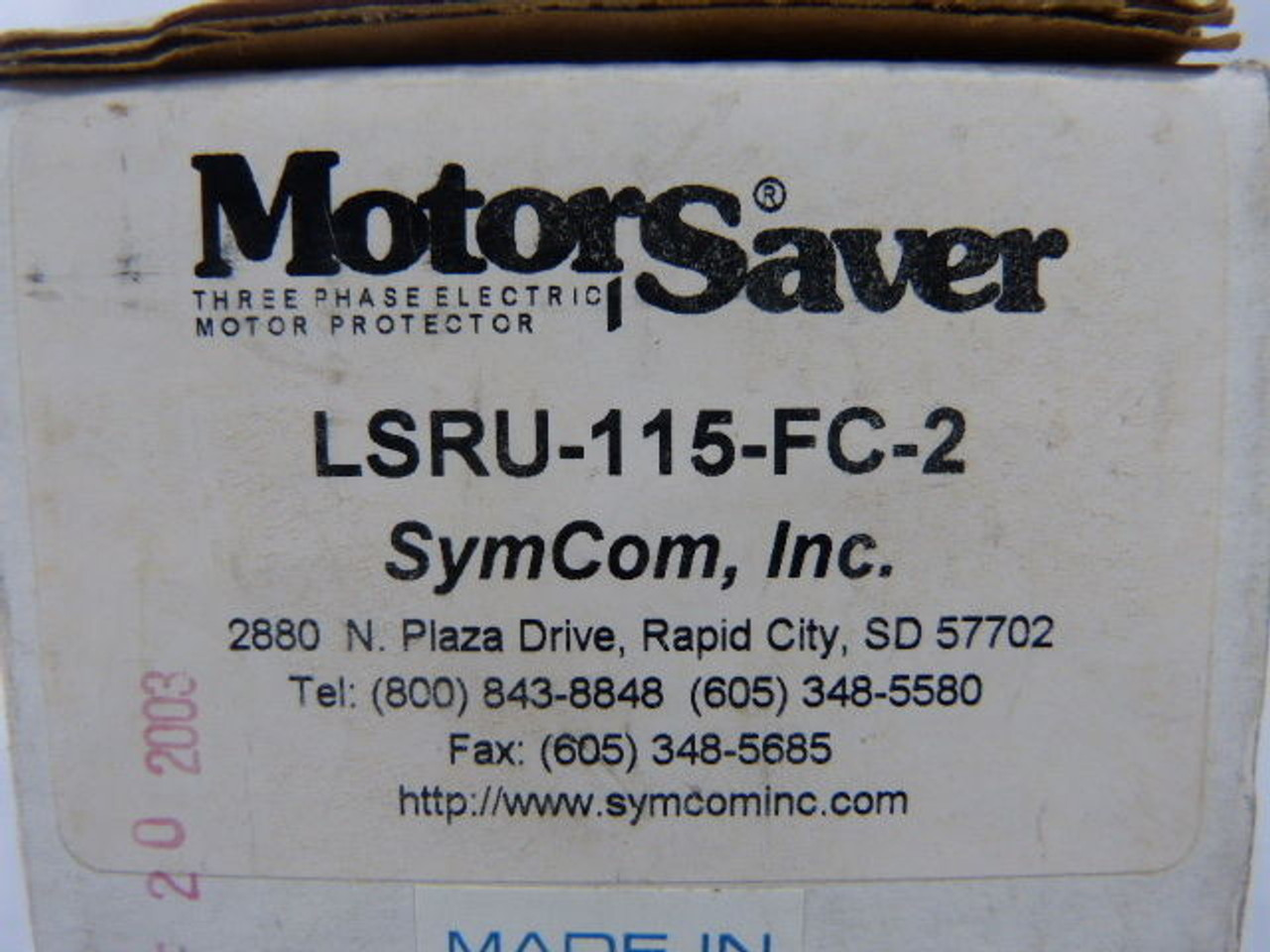 SymCom LSRU-115-FC-2 Motor Protection Relay Load Sensor 5-25A 115V NEW