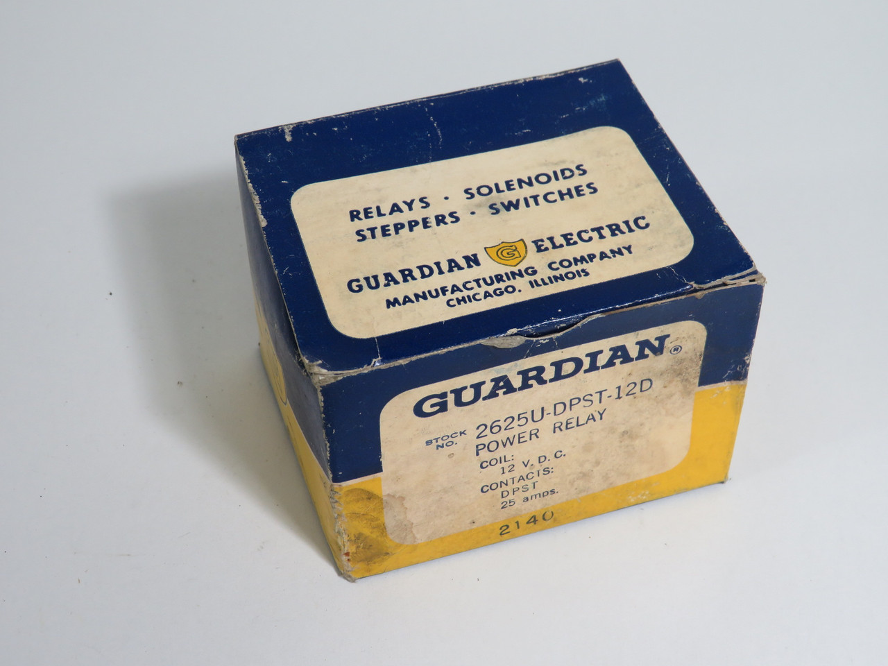 Guardian Electric 2625U-DPST-12D Relay 12VDC 40 OHMS 25Amp 240V 50/60HZ NEW