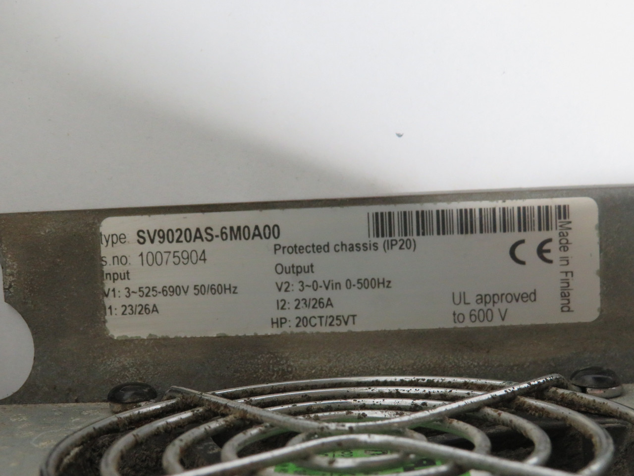 Cutler-Hammer SV9020AS-6M0A00 AC Drive 20CT/25VT 3Ph 0-690V 23/26A 0-500Hz AS IS