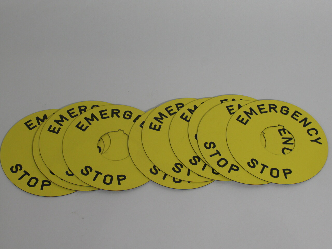 Schneider Electric 9001-KN9330 Emergency Stop Legend Plate 90mmOD Lot of 10 USED